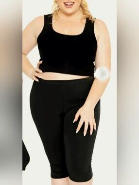 Torrid Black Plus Size Bike Shorts Knee Length 95%Cotton High Waist 4/4X